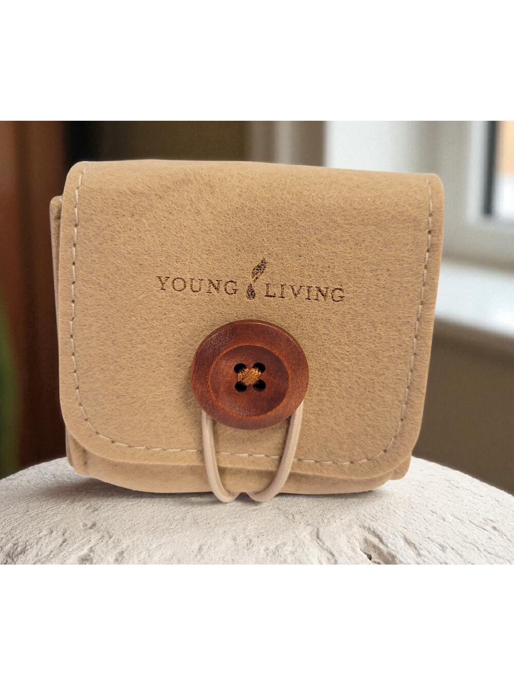 Young Living Essential Oil Felt Button Pouch Storage New Condition